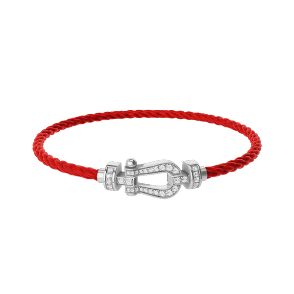 Force 10 Medium White Gold and Diamond Pav&eacute; Cable Bracelet